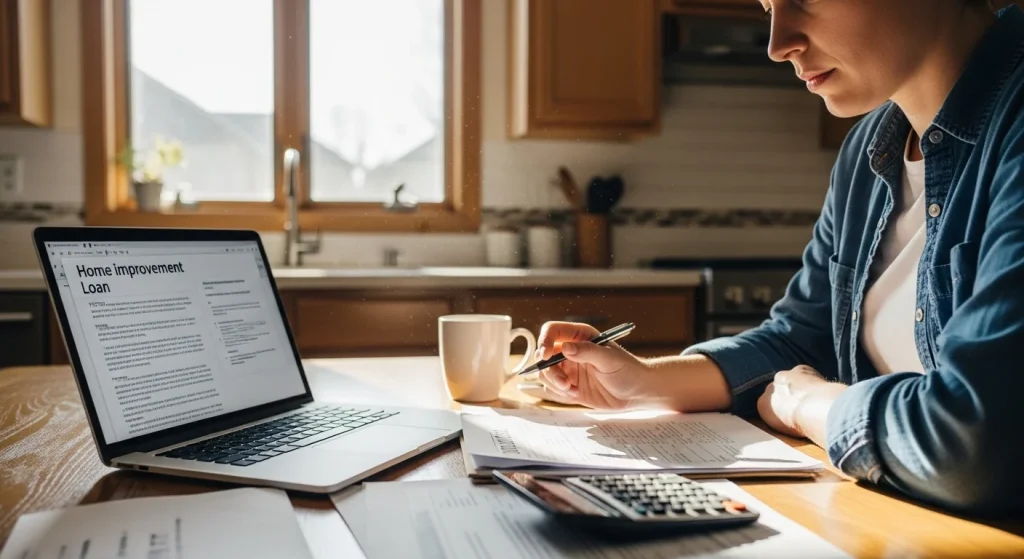 homeowner reviewing home improvement loan documents